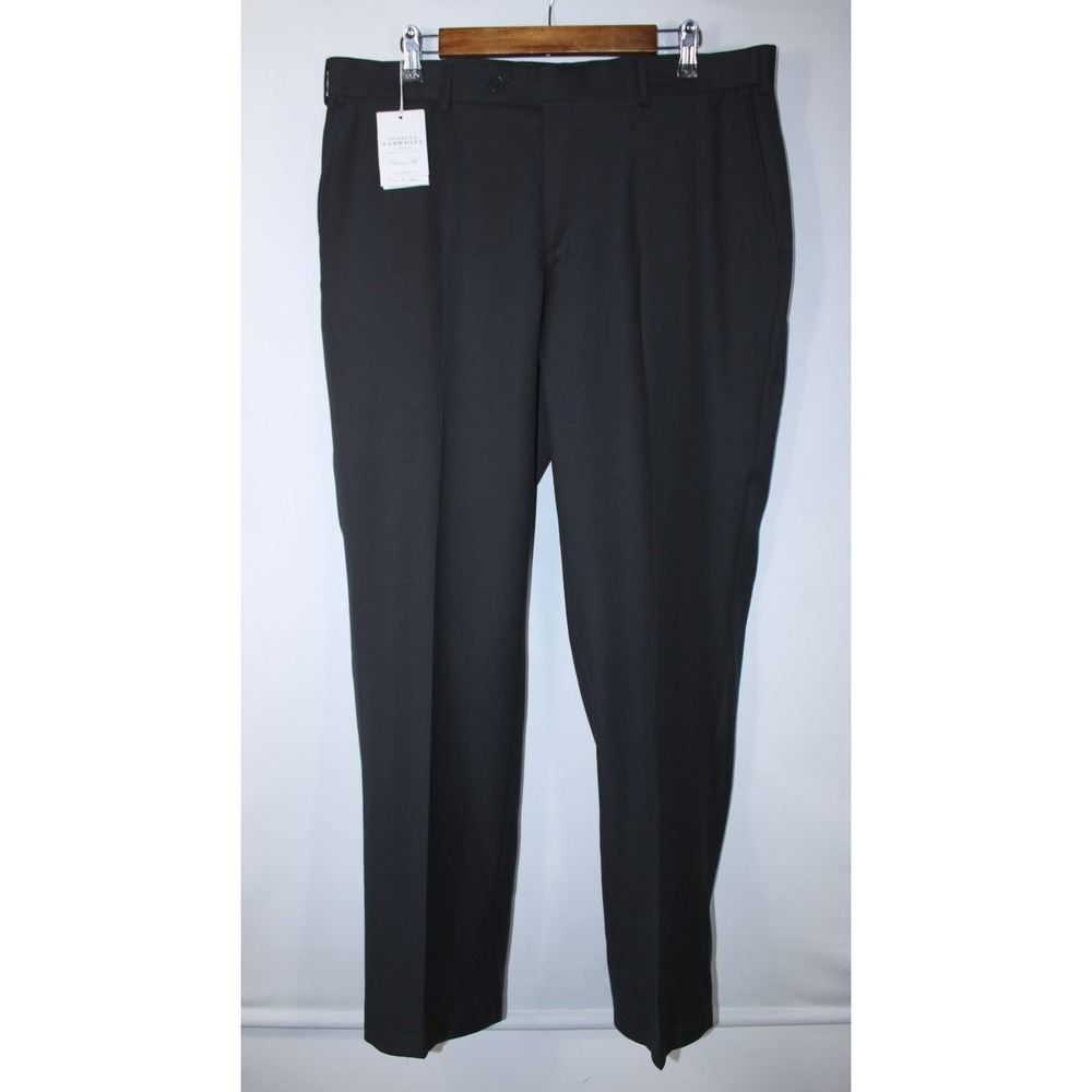 NWT Charles Tyrwhitt Men's Size 36R Classic Fit Black Wool Work Dress Pants